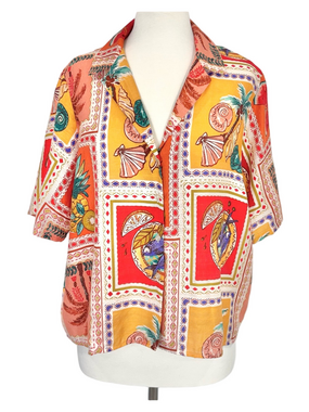 Haver multicolour tropical patchwork shirt